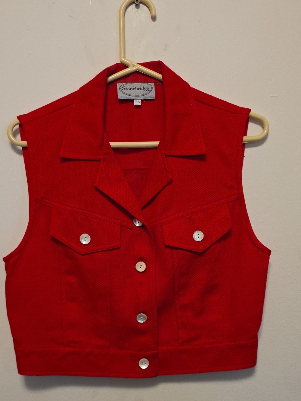 Stonebridge Red Sleeveless Button-Front Vest
